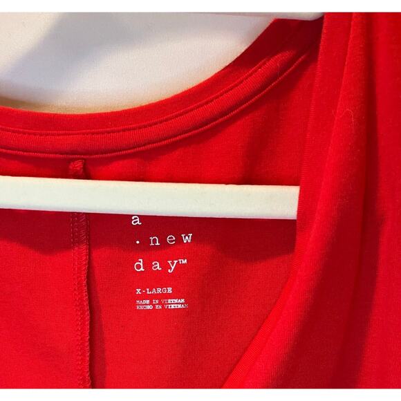 Red Ruffle Trim V-Neck Sleeveless Sundress - A New Day - Size XL - Picture 6 of 6